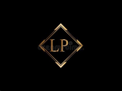 Lp Initial Diamond Shape Gold Color Later Logo Designx Stock Vector