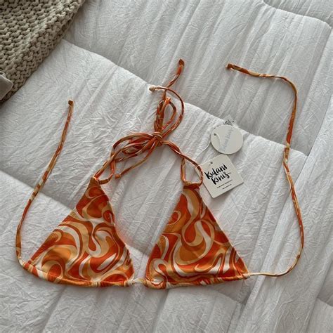 Kulani Kinis Orange Swirl Bikini Top Us Size Depop