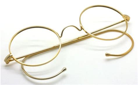 True Round Glasses Gold Metal Eyewear By Beuren Model 1700 With Saddle Bridge And Curlsides In