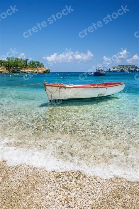 Boat in Agia Pelagia Heraklion Greece - Crete Stock