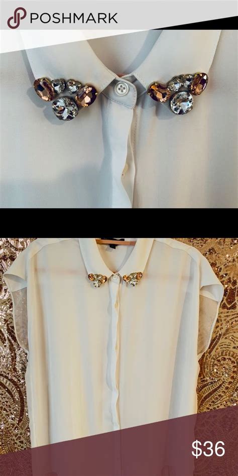 Jeweled Collar Shirt Jeweled Collar Collar Shirts Fashion Tops Blouse