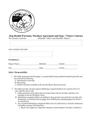 Fillable Online Spay Neuter Contract Sample Clauses Fax Email Print