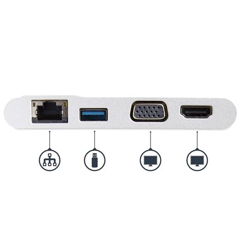 Adaptador Multipuertos Usb C Para Portátiles Usb 3 0 Hdmi Rj 45 Vga Color Blanco Startech