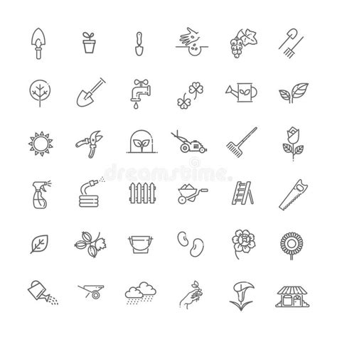 Collection Of Gardening Vector Line Icons Flower And Gardening Stock