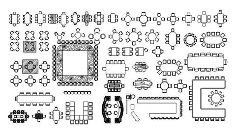 Various Designs Of Meeting Tables And Dining Tables In AutoCAD 2D