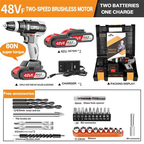 Cordless Impact Drill Multifunction Brushless Electric Drill Driver Set