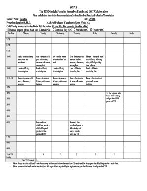 Fillable Online Sample Tss Schedule Form Fax Email Print Pdffiller