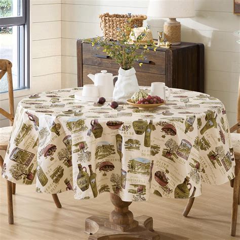 Newbridge Lucca Olive Oil Print Round Viny Tablecloth for Holiday ...