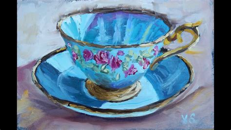 DEMO Oil Painting Of A Green Tea Cup Mug Simple Still Life