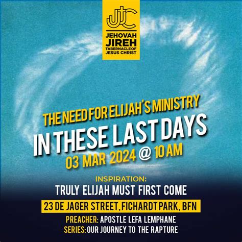 The Need For Elijah S Ministry In These Last Days Apostle Lefa