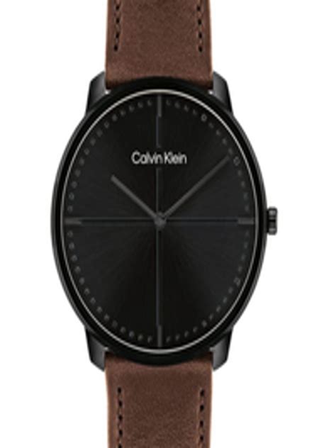 Buy Calvin Klein Unisex Iconic Dial Brown Leather Straps Analogue