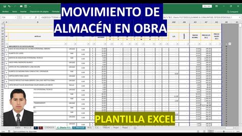 MOVIMIENTO DE ALMACÉN EN OBRA Plantilla excel profesional YouTube