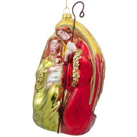 Nativity Scene Glass Nativity Christmas Ornament 5 5 Inches Etsy