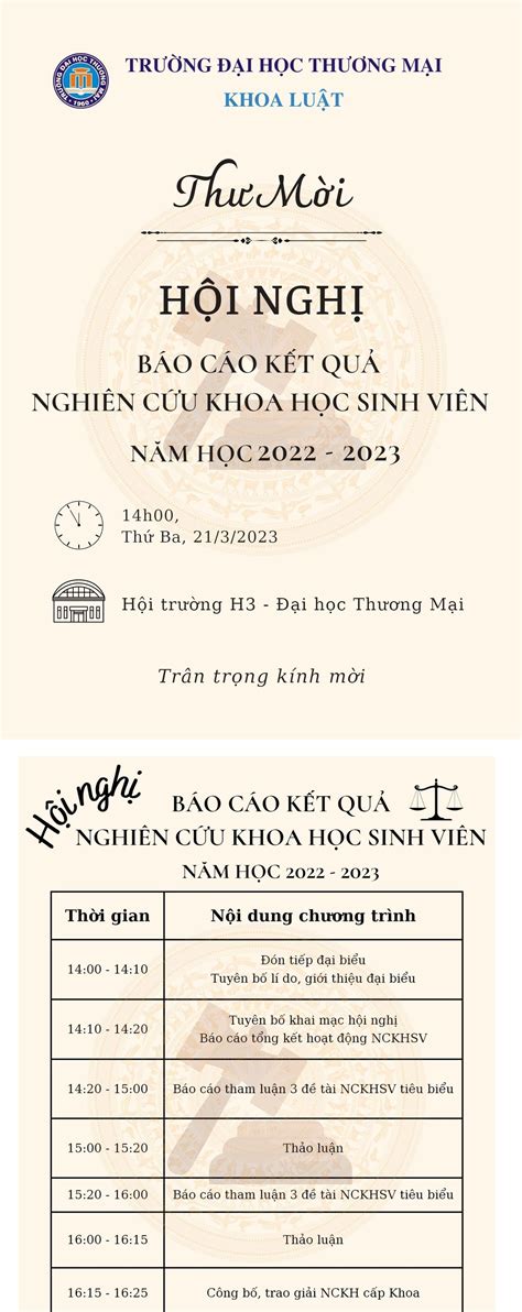 Thư mời tham dự Hội nghị Báo cáo kết quả nghiên cứu khoa học sinh viên