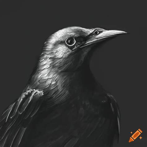 Pencil Sketch Of A Crow On Black Background On Craiyon