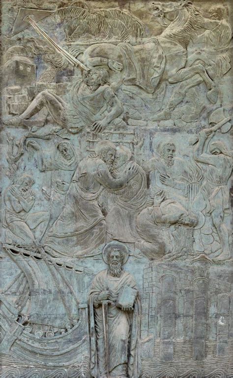 Naples The Bronze Relief With The Scenes From Life St Paul The