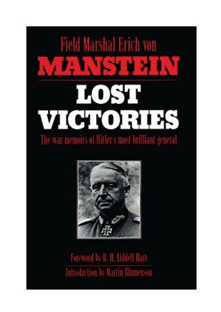 Field Marshal Erich Von Manstein Anthony G Powell B H Liddell Hart