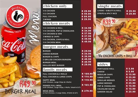 Pedros Menu With Updated Prices in South Africa 2024 – menu za