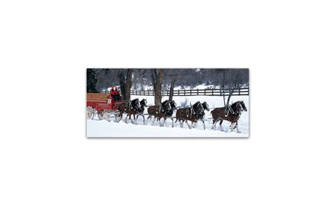 Budweiser 'Clydesdales in Snow Covered Field w/ Fence' Canvas Art | Groupon