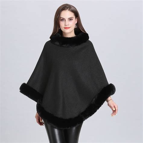 Poncho Femme Col Fourrure Univers Du Poncho