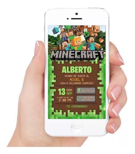 Invitación Digital Interactiva Con Botones Minecraft 01 en venta en