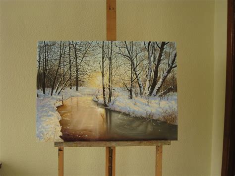 Snowy Forest Painting Original Oil Painting Winter Evening | Etsy