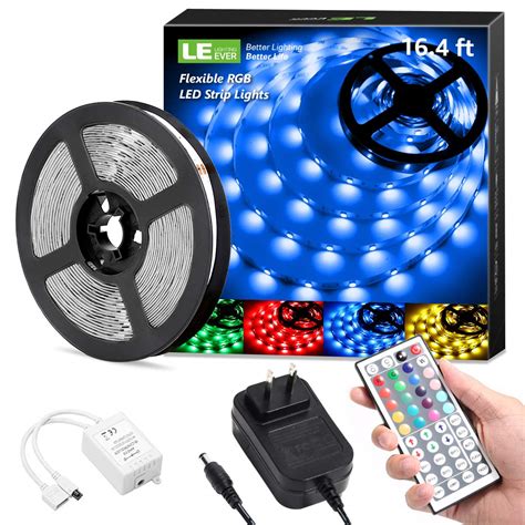 Le Led Strip Lights 16 4ft Rgb 5050 Led Strips With Remote Controller