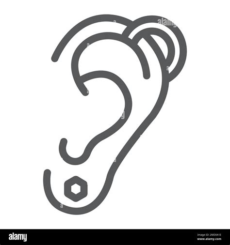 Ear Piercing Line Icon Jewelry And Accessory Pierced Ear Sign Vector