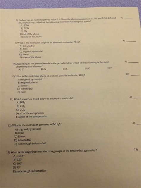 Solved Carbon has an electronegativity value 2.5. Given the | Chegg.com