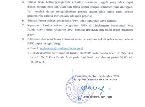 Pengumuman Pengadaan Pegawai PPPK Di Lingkungan Pemko Banda Aceh TA