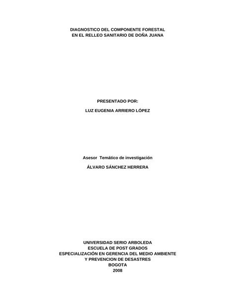 PDF Diagnostico Del Componente Forestal En El Relleno Sanitario Dona