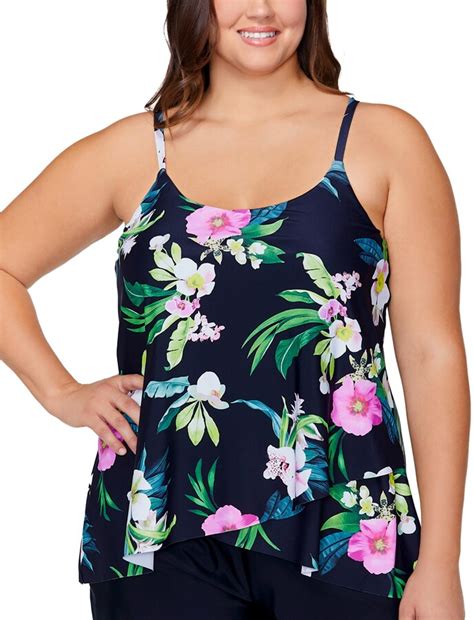 Island Escape Swimwear Plus Size Cape Town Underwire Tankini Top Created For Macys Womens