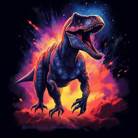 Premium AI Image | A close up of a t rex with a fire and lava ...