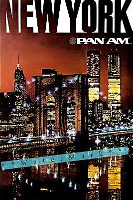 New York City Pan Am Airline Vintage Poster Print Retro Air Travel