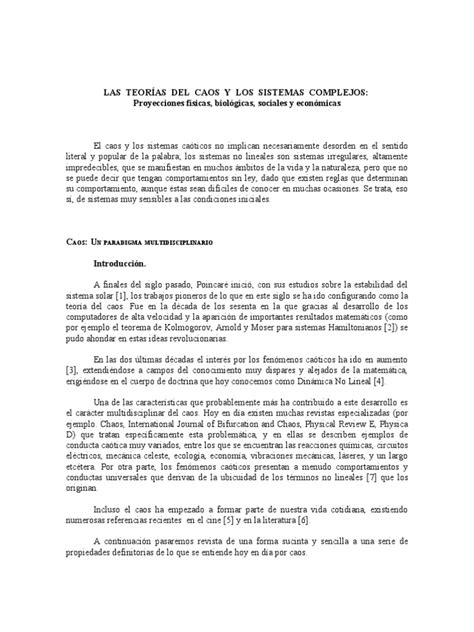 Las Teorías Del Caos Y Los Sistemas Complejos Descargar Gratis Pdf