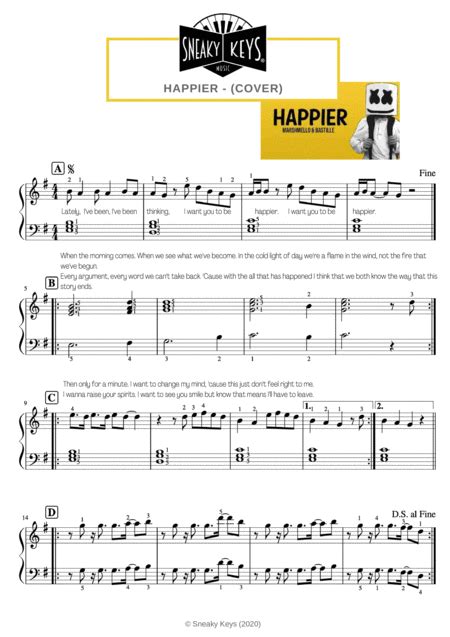 Happier Arr Phoebe Lee By Marshmello Feat Bastille Sheet Music