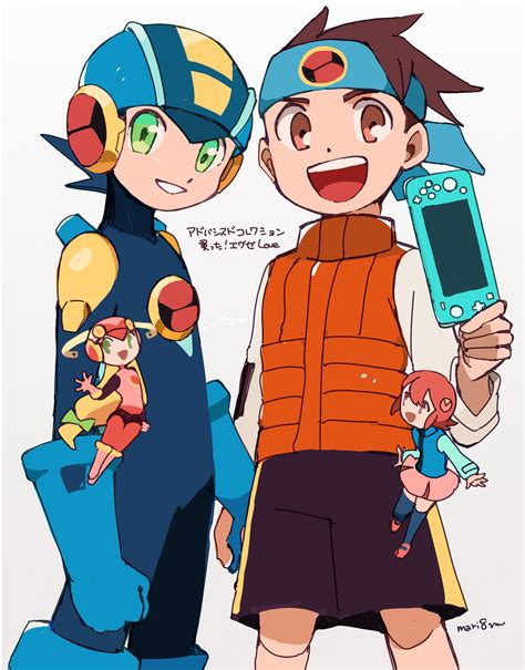 Megaman Exe Roll Exe Mayl Sakurai And Lan Hikari Mega Man And 1 More Drawn By Yukikokoro