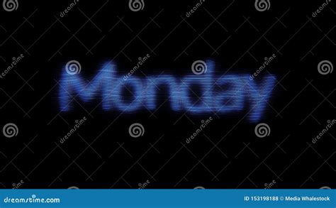 The Word Monday On Black Screen With Digital Noise And Glitches