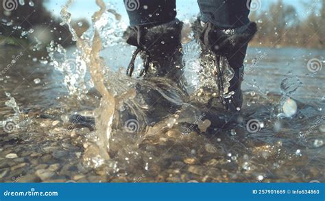 Close Up Unrecognizable Girl In Fluffy Black Boots Stomping Her Feet