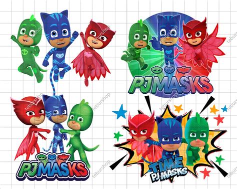 Pj Mask Png Bundles Pj Mask Clip Art Pj Masks Hero Png Pj Etsy