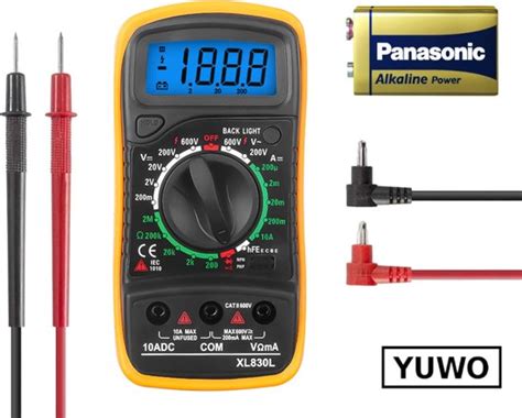 Yuwo Multimeter Digitaal Universeel Spanningsmeter Meetsnoeren