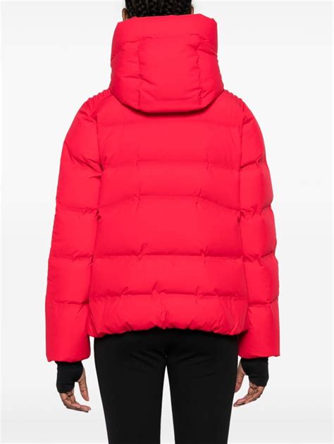 Moncler Grenoble Suisses Logo Print Puffer Jacket Red FARFETCH