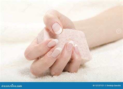 Beautiful Hands With Perfect French Manicure Stock Image Image 12137121