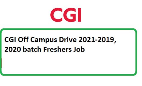 CGI Off Campus Drive 2021 2019 2020 Batch Freshers Job Bangalore