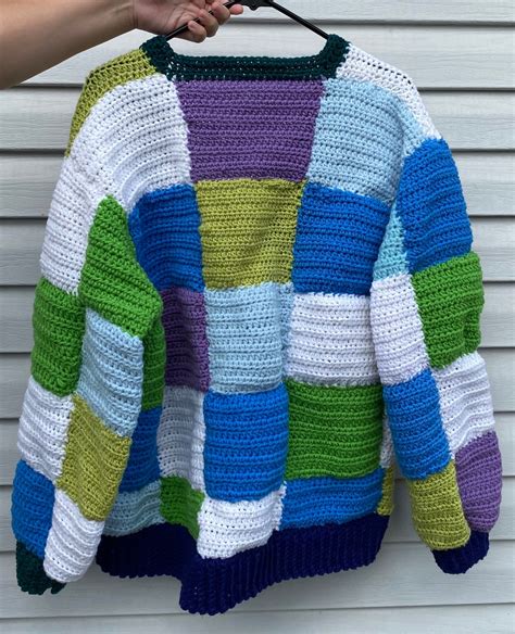 Crochet Patchwork Cardigan Oversized Size Large Etsy