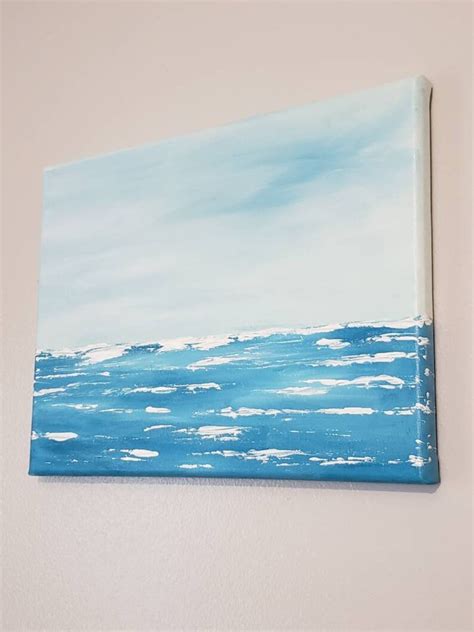 Ocean Painting Canvas Acrylic Blue Ocean Abstract Art Sea - Etsy