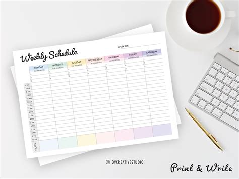 Editable Weekly Schedule Printable Weekly Planner PDF - Etsy