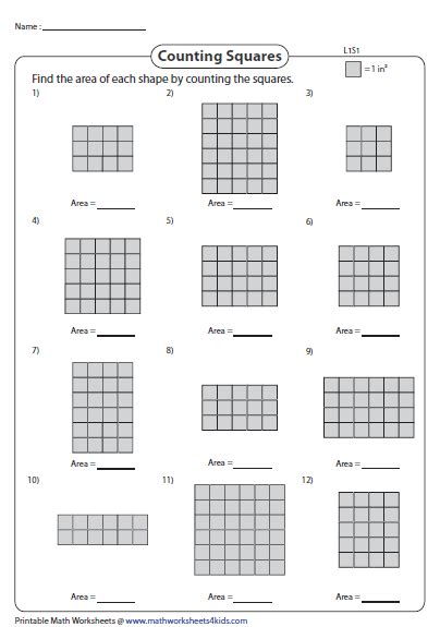 Area Of Squares And Rectangles Worksheet