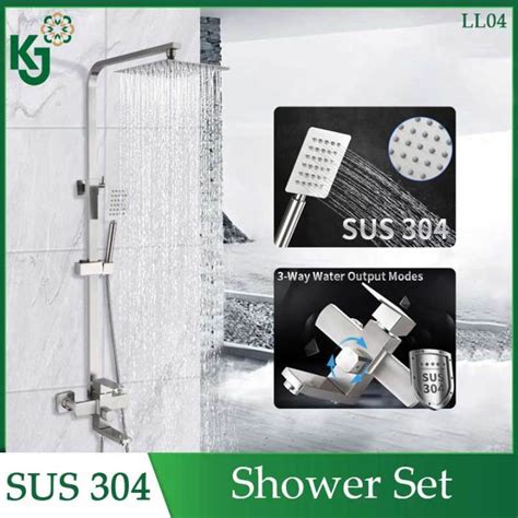 KJ Shower Set For Bathroom High Pressure Hot And Cold Stainless Steel Wall Mounted Bathroom