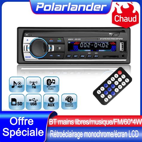 Autoradio 1din Fm Bluetooth Téléphone Récepteur Stéréo Mains Libres Usb